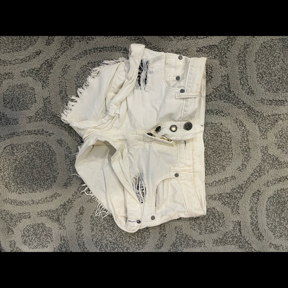 White Distressed Jean Shorts